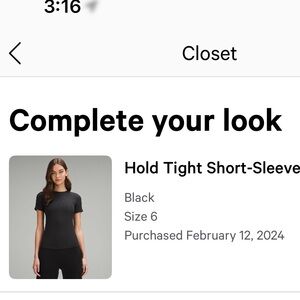 Lululemon Hold Tight Short Sleeve Blacm